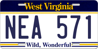 WV license plate NEA571