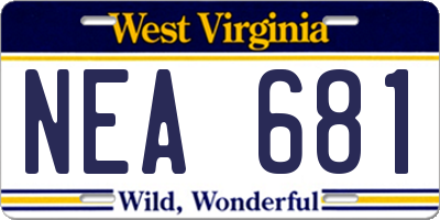 WV license plate NEA681