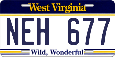 WV license plate NEH677