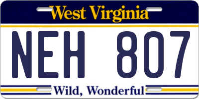 WV license plate NEH807