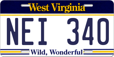 WV license plate NEI340
