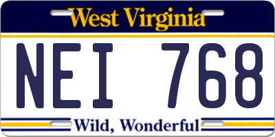 WV license plate NEI768