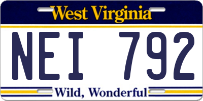 WV license plate NEI792