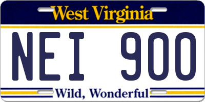 WV license plate NEI900