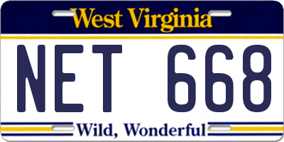WV license plate NET668