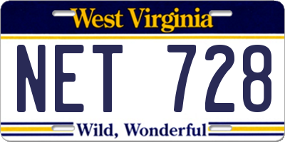 WV license plate NET728