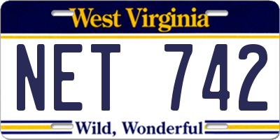 WV license plate NET742