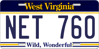 WV license plate NET760
