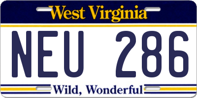 WV license plate NEU286
