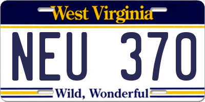 WV license plate NEU370