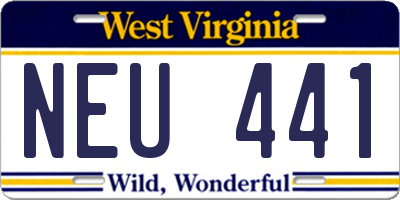 WV license plate NEU441