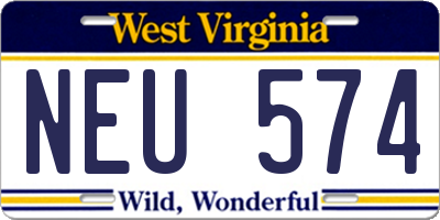 WV license plate NEU574