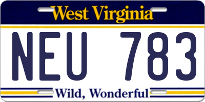 WV license plate NEU783