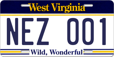 WV license plate NEZ001