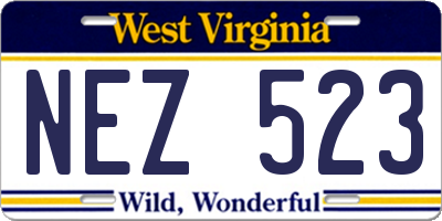 WV license plate NEZ523
