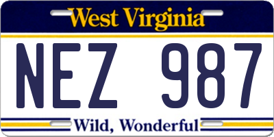 WV license plate NEZ987