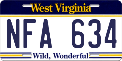 WV license plate NFA634
