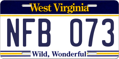 WV license plate NFB073