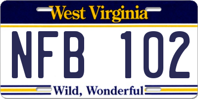 WV license plate NFB102