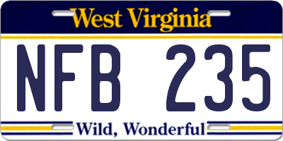 WV license plate NFB235