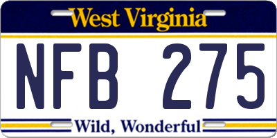 WV license plate NFB275