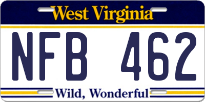 WV license plate NFB462