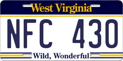 WV license plate NFC430