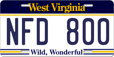 WV license plate NFD800