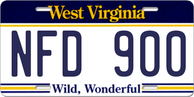 WV license plate NFD900