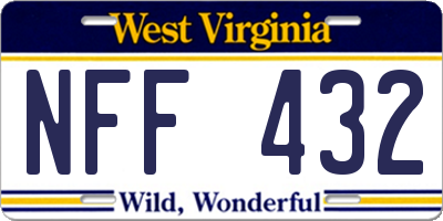 WV license plate NFF432