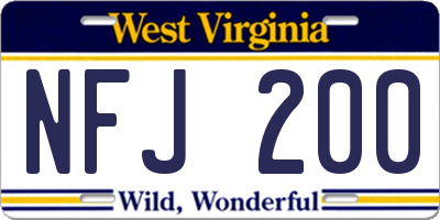 WV license plate NFJ200