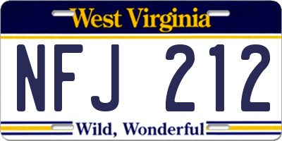 WV license plate NFJ212