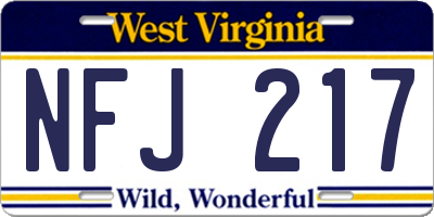 WV license plate NFJ217