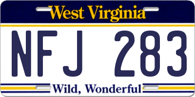 WV license plate NFJ283