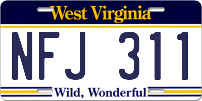 WV license plate NFJ311