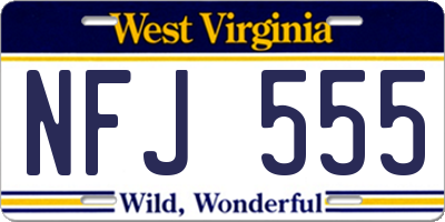 WV license plate NFJ555