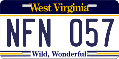 WV license plate NFN057