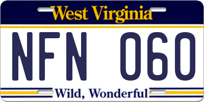 WV license plate NFN060