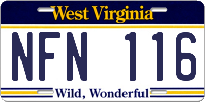 WV license plate NFN116