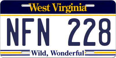 WV license plate NFN228