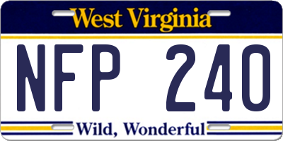 WV license plate NFP240