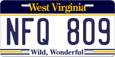 WV license plate NFQ809