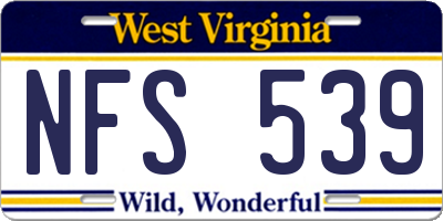 WV license plate NFS539
