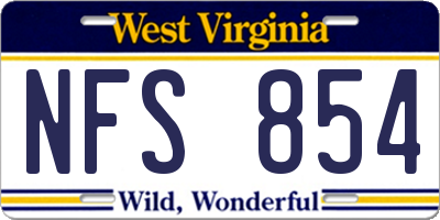 WV license plate NFS854