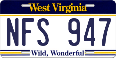 WV license plate NFS947