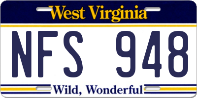 WV license plate NFS948