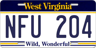 WV license plate NFU204