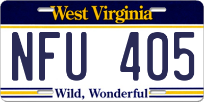 WV license plate NFU405