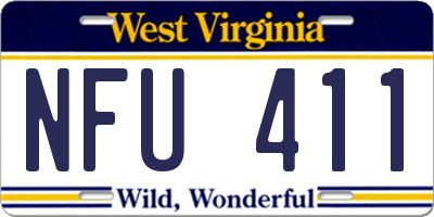 WV license plate NFU411