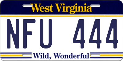 WV license plate NFU444